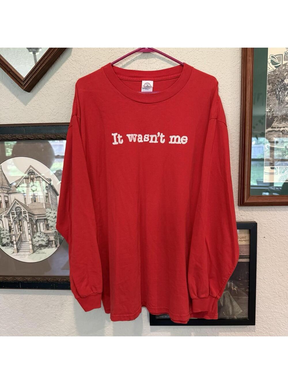 Vintage 90s/00s Shaggy Boombastic Red Long Sleeve It Wasn’t Me Funny LS Shirt XL